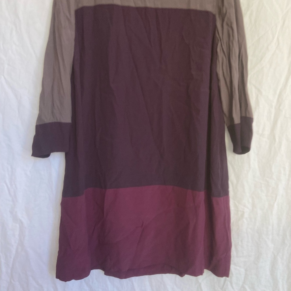 Boden Colorblock 3/4 Sleeve Shift Dress Career Business Purple Grey Size 14 - Picture 7 of 16